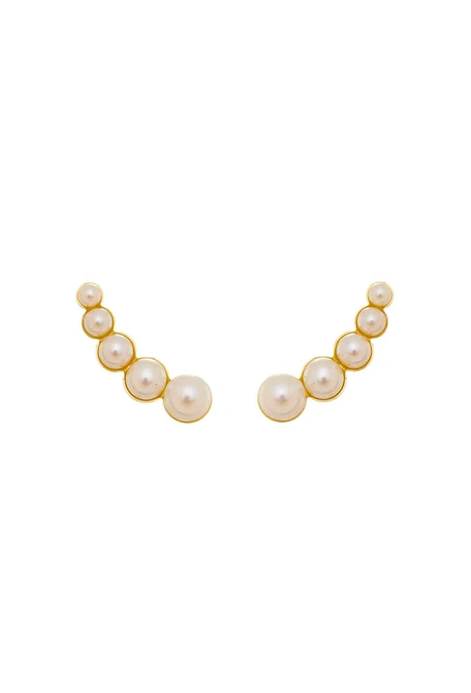 Brinco Ear Cuff Pérola Banho de Ouro
