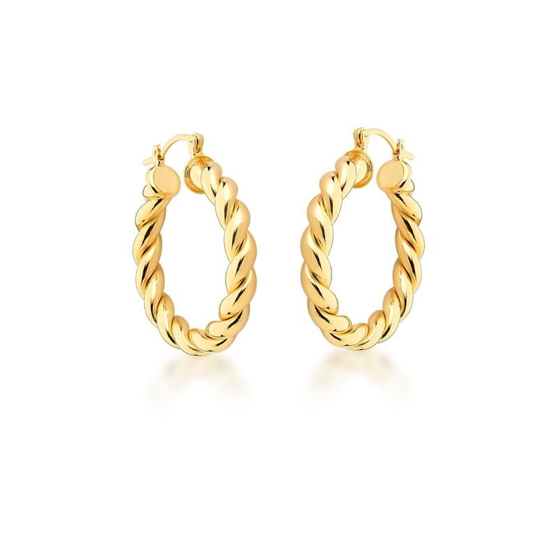 Brinco Argola Trançada Banho de Ouro