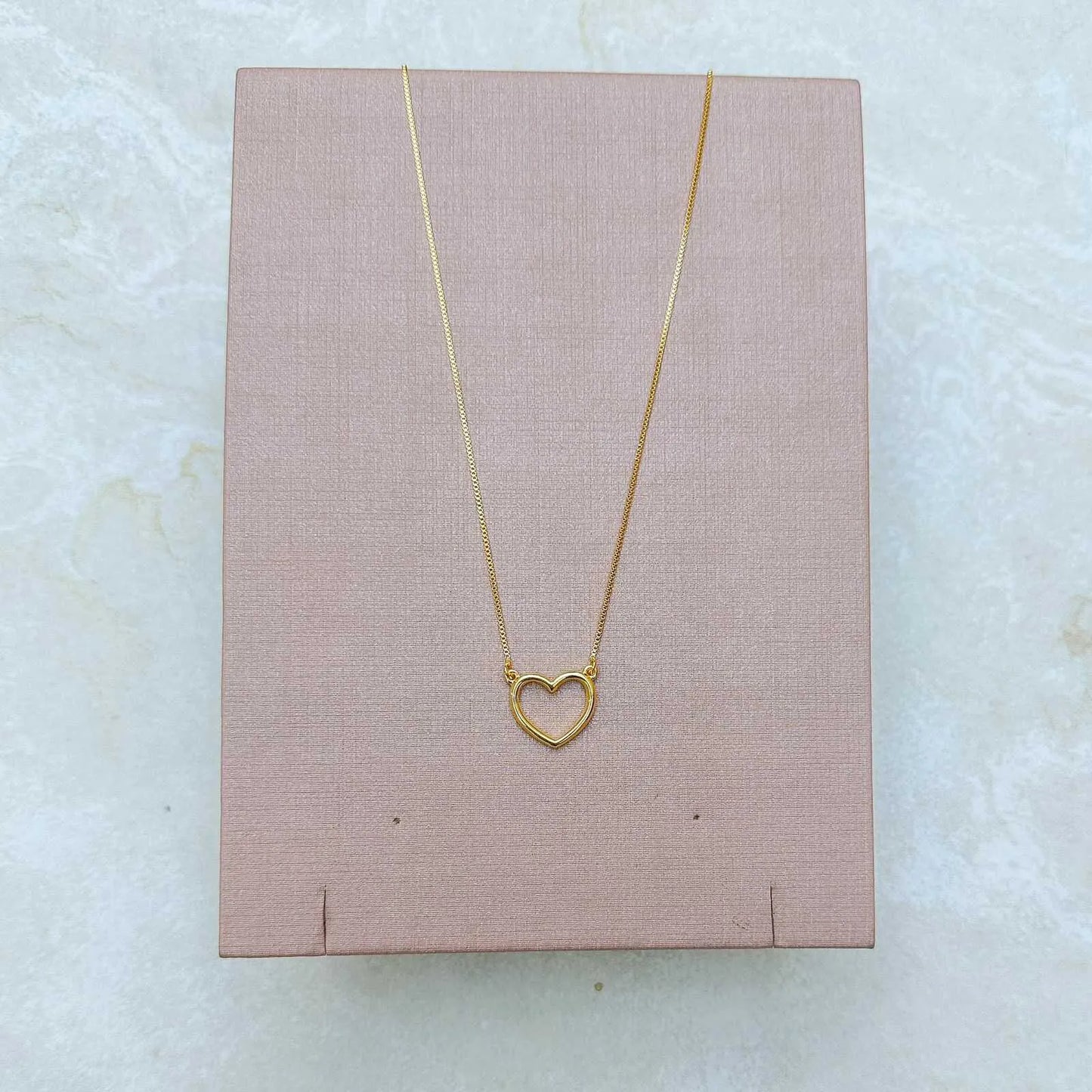 Colar Veneziana com Coração no Banho de Ouro 18k