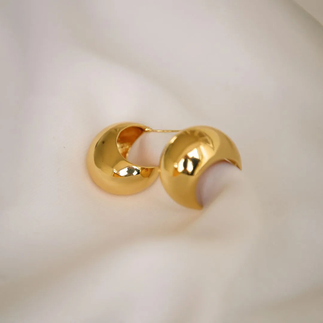 Brinco de Argola Eduarda Abaloada M - Banhado a Ouro 18K