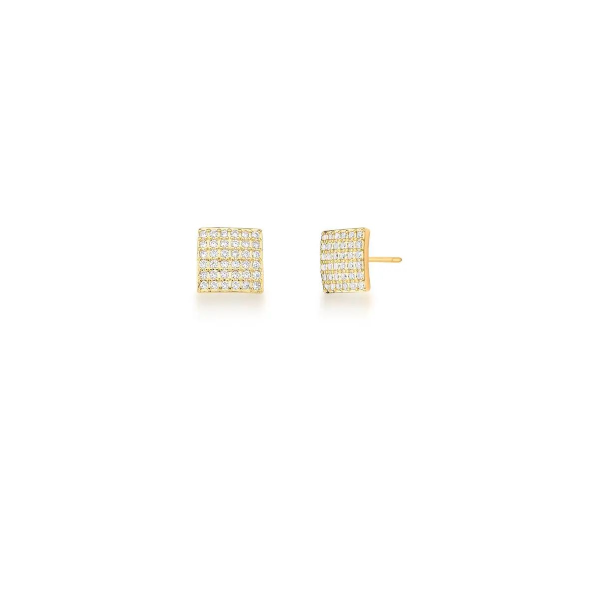 Brinco Quadrado Cravejado de Zirconias