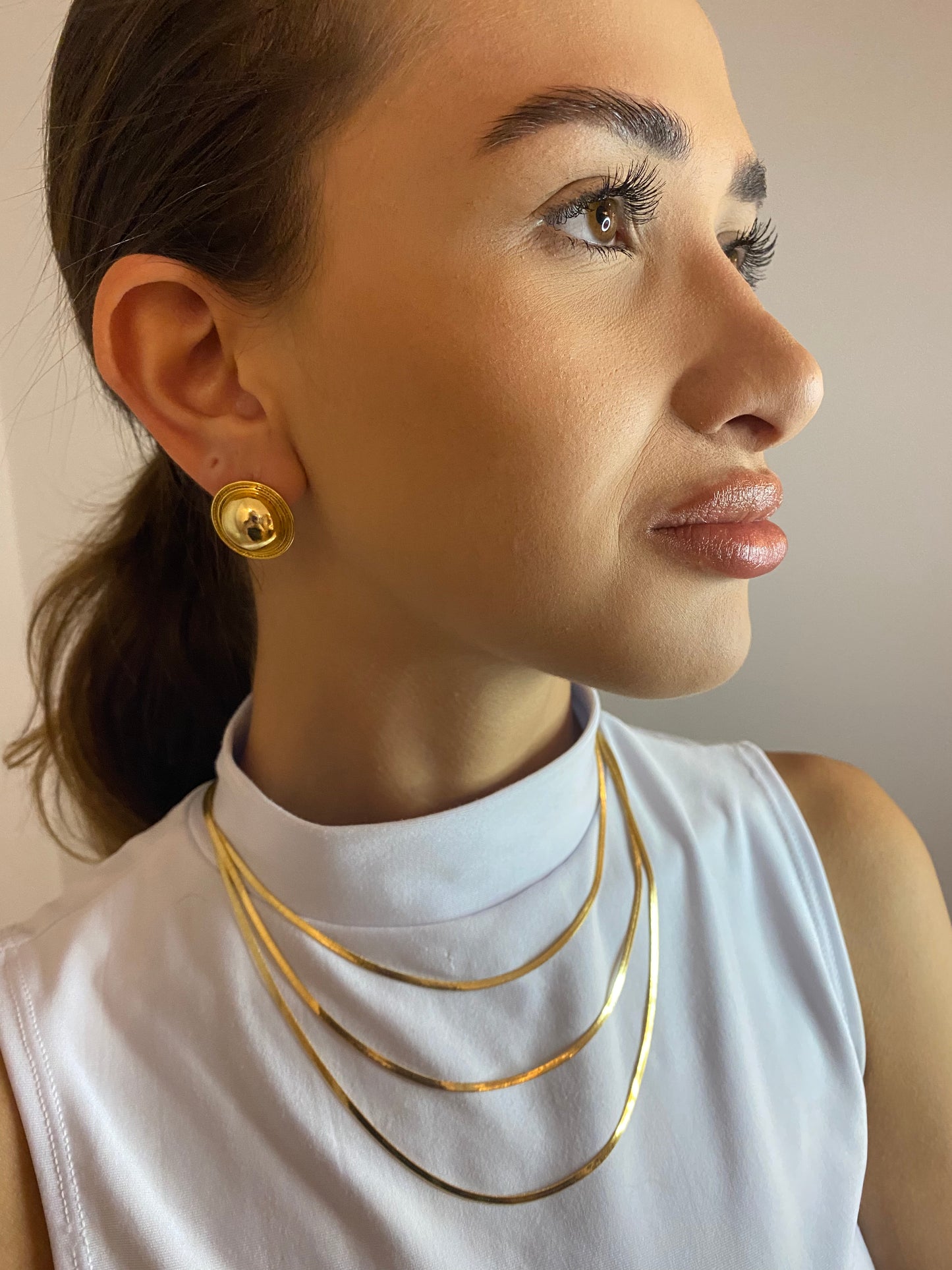 Colar Triplo Fio Liso - Banhado a Ouro 18k