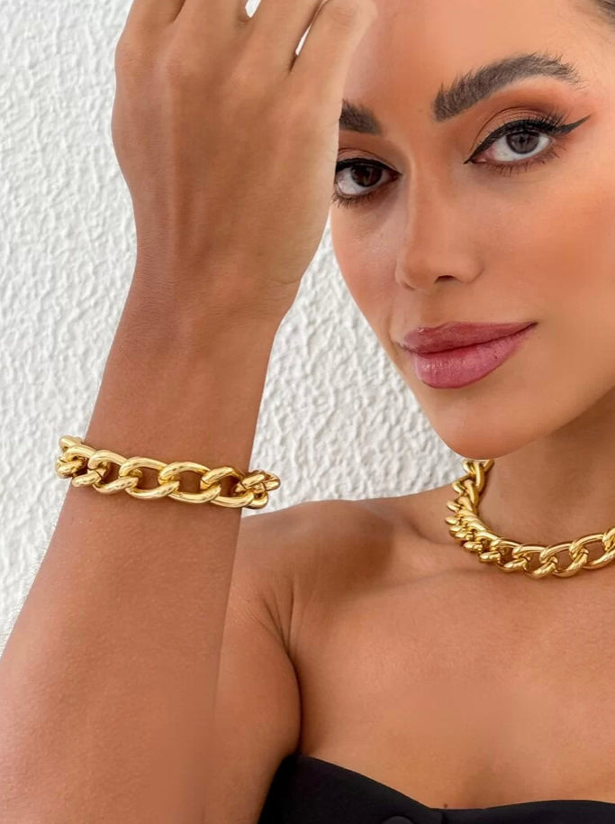 Pulseira Elos Grossos folheado a Ouro