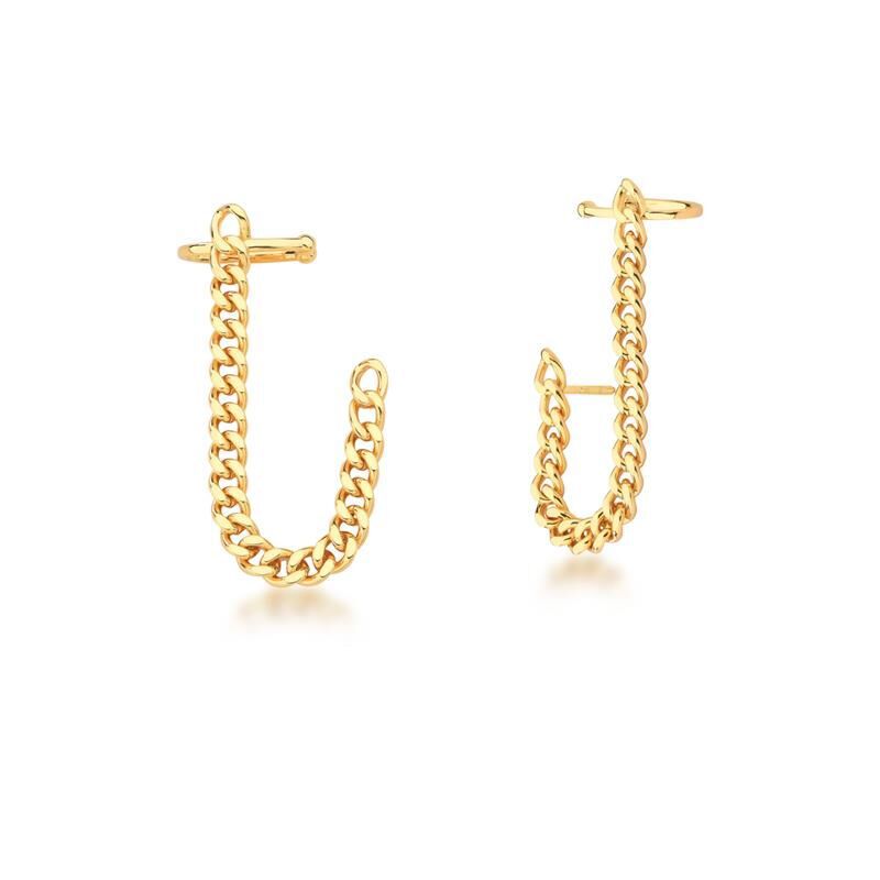 Brinco em elos Gourmet com Piercing Banho de Ouro