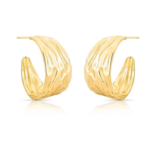 Brinco Meia Argola texturizada lisa