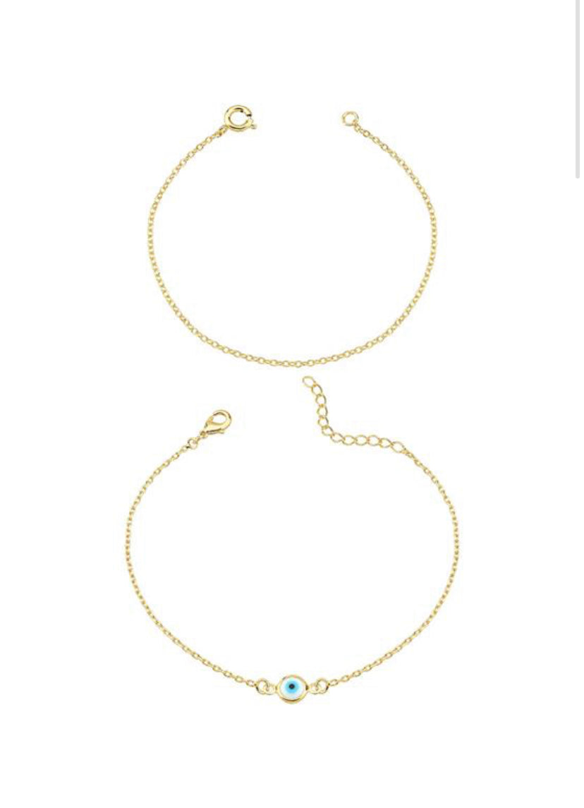 Pulseira Dupla Olho Grego e Elos