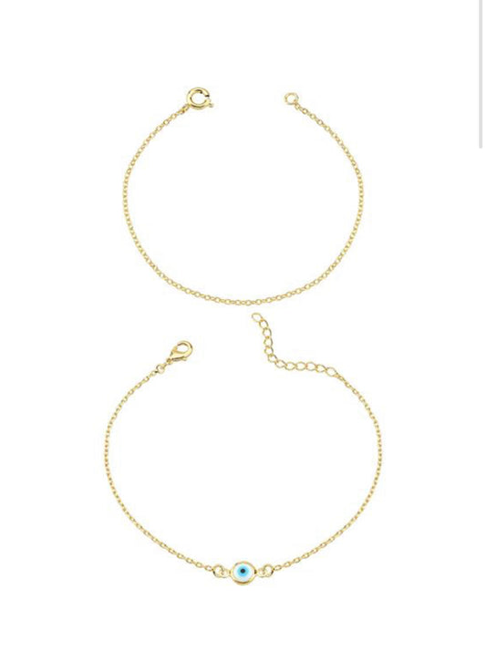 Pulseira Dupla Olho Grego e Elos