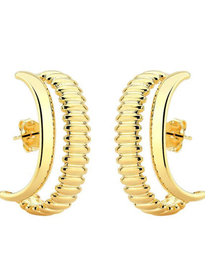 Brinco Ear Hook Liso no Banho de Ouro