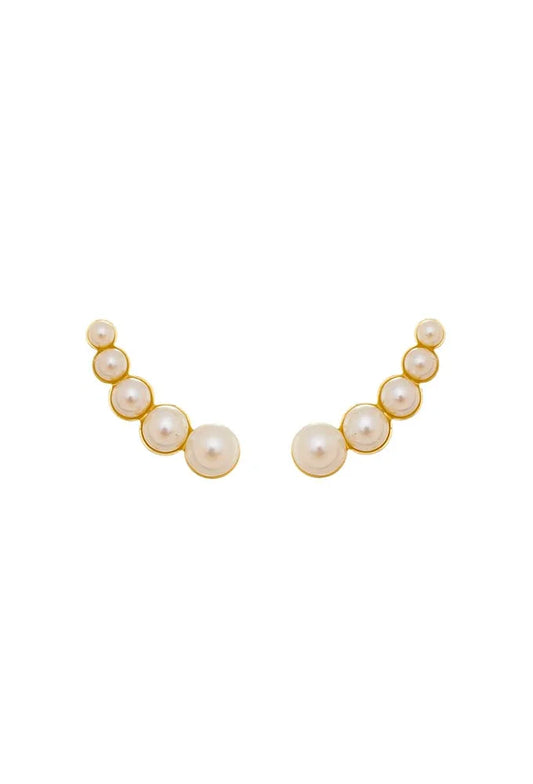 Brinco Ear Cuff Pérola Banho de Ouro