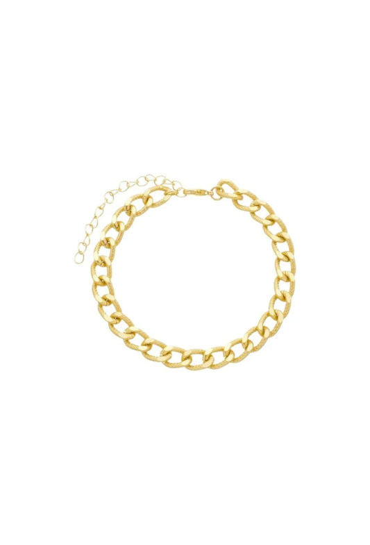 Pulseira de Elos Texturizada Banho de Ouro