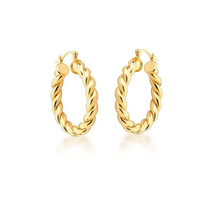 Brinco Argola Trançada Banho de Ouro