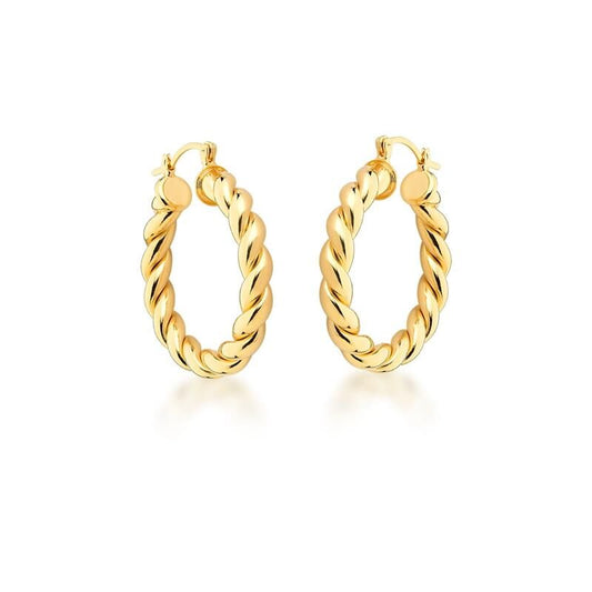 Brinco Argola Trançada Banho de Ouro