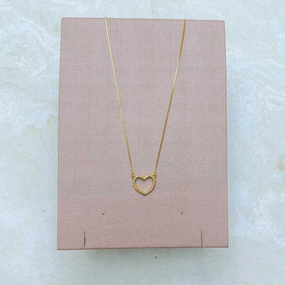 Colar Veneziana com Coração no Banho de Ouro 18k