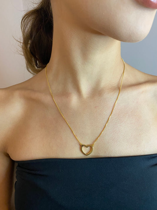 Colar Veneziana com Coração no Banho de Ouro 18k