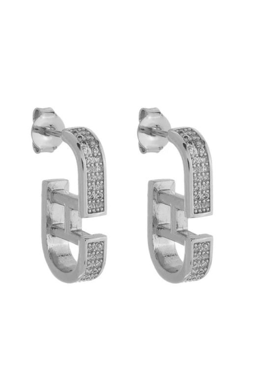 Brinco Argola Inspiração Cravejado no Rodio Branco