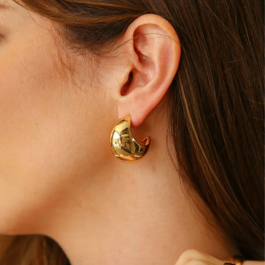 Brinco de Argola Eduarda Abaloada M - Banhado a Ouro 18K