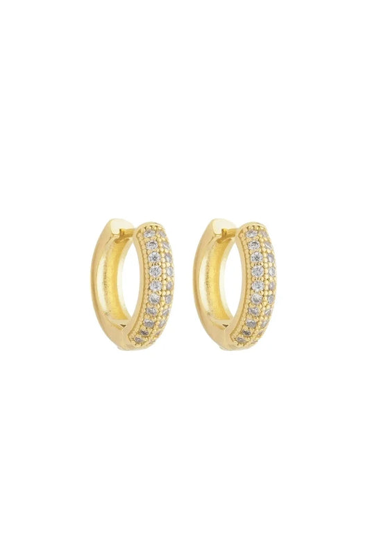 Brinco de Argolinha com Zircônia Cristal no Banho de Ouro