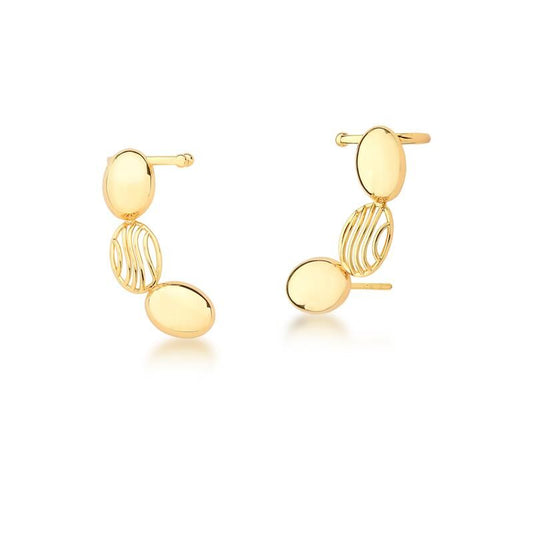 Brinco Ear Cuff com Ovais Lisos no Banho de Ouro 18K