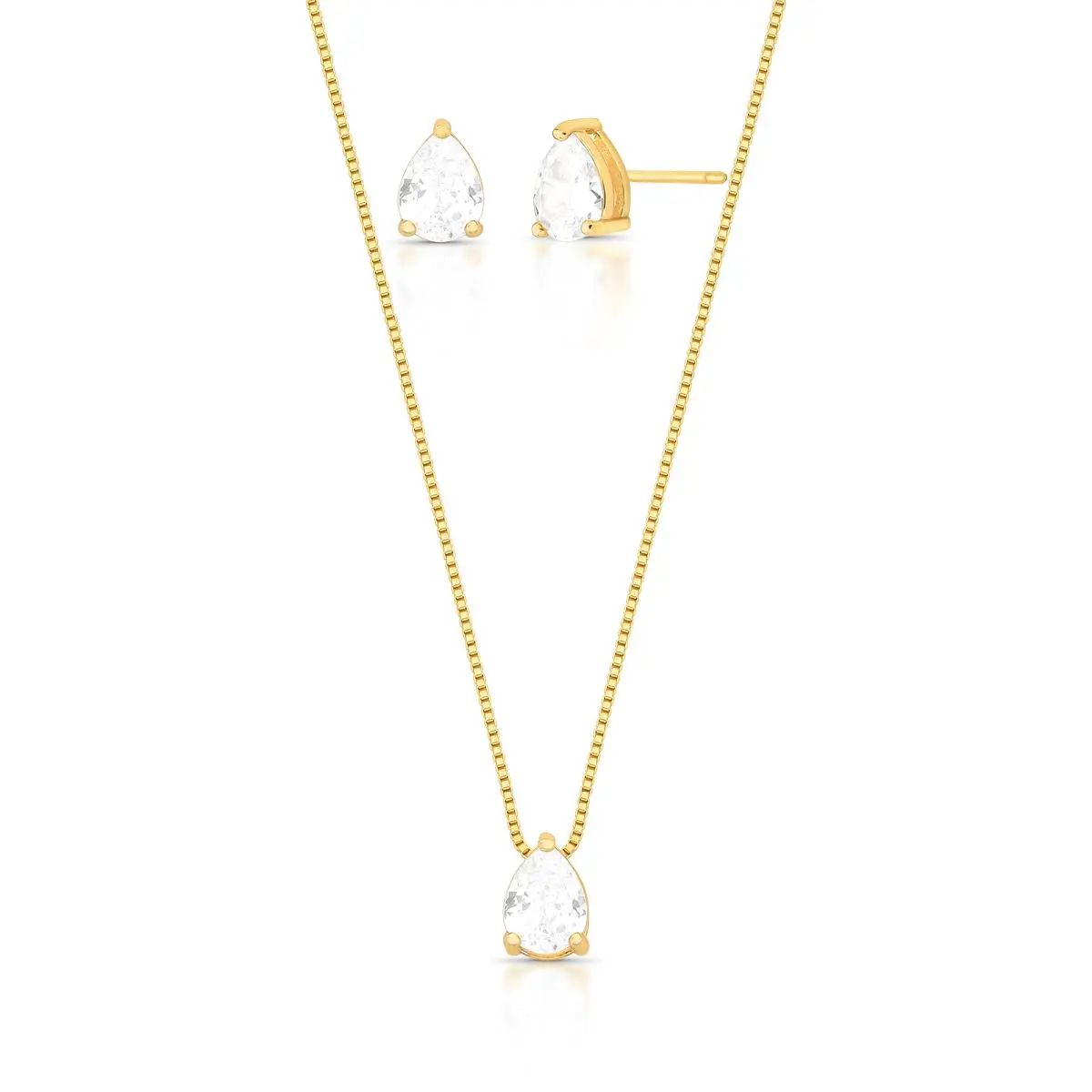 Conjunto com Pingente Gota em Cristal