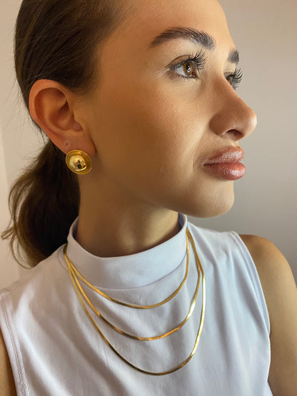 Colar Triplo Fio Liso - Banhado a Ouro 18k