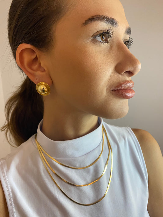 Colar Triplo Fio Liso - Banhado a Ouro 18k