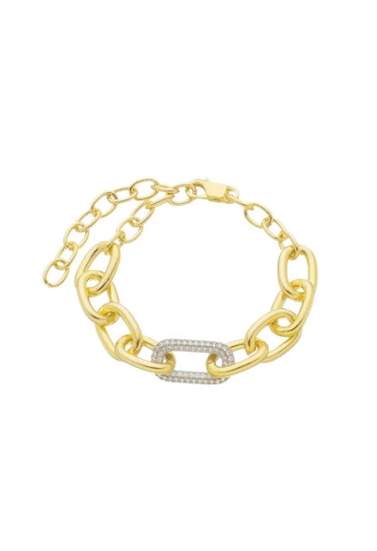 Pulseira de Elos com Pingente Cravejado