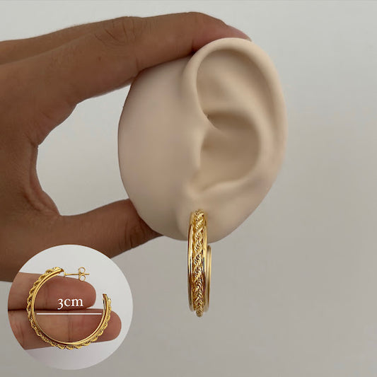 Brinco Argola Cordão Baiano - Banhado a Ouro 18k