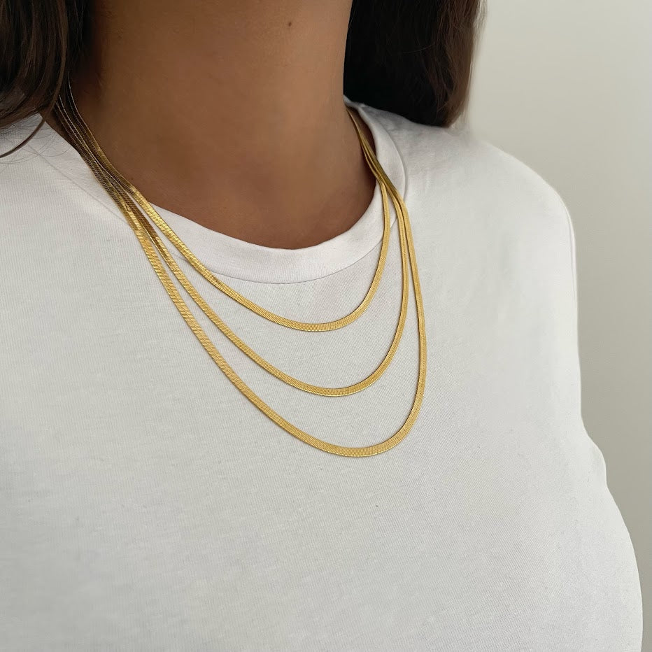 Colar Triplo Fio Liso - Banhado a Ouro 18k