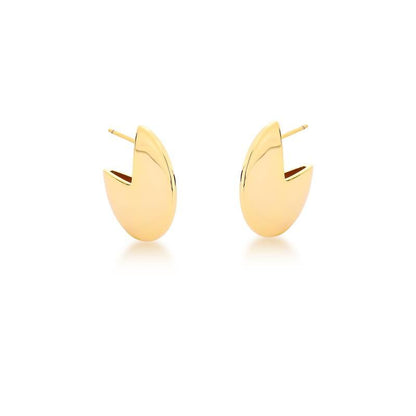 Brinco Meia Argola Redonda Lisa  - Banhado a Ouro 18k
