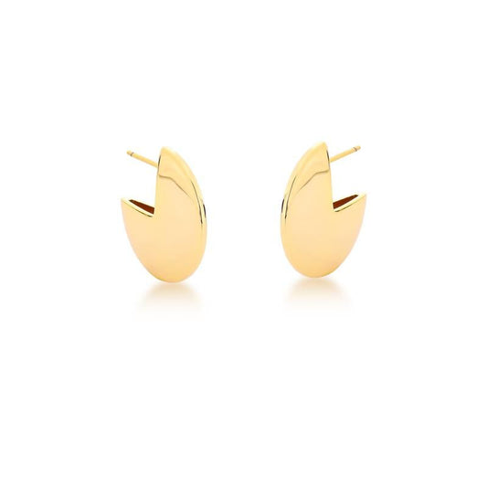 Brinco Meia Argola Redonda Lisa  - Banhado a Ouro 18k