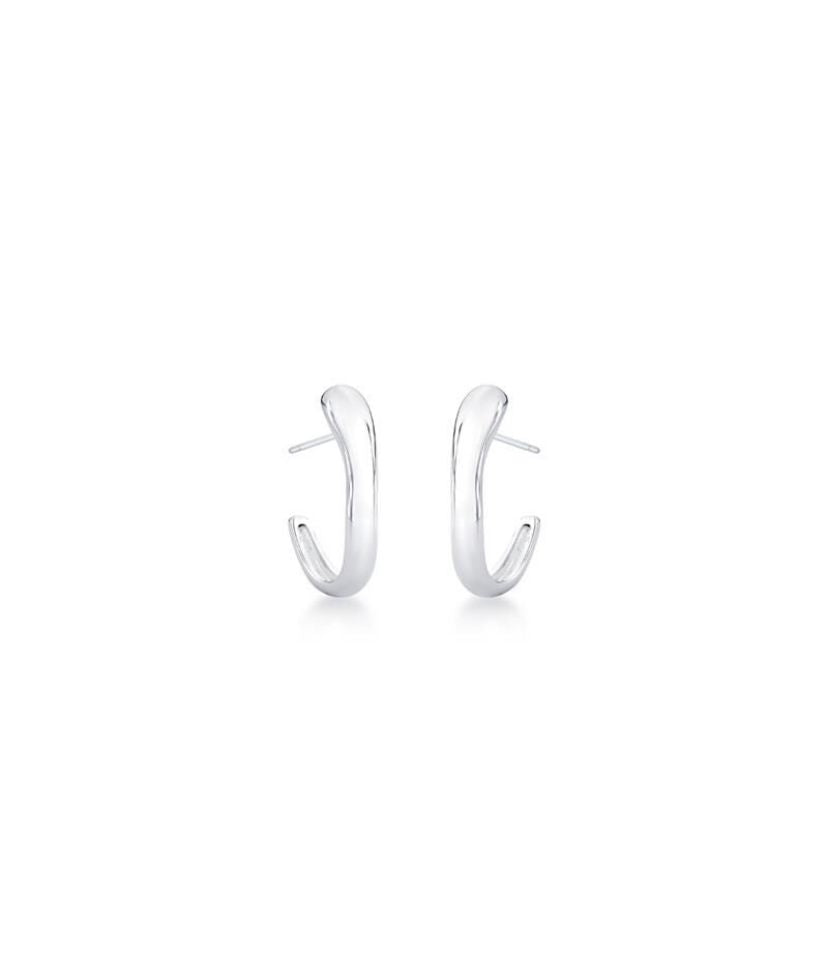 Brinco Meia Argola Lisa Ródio Branco
