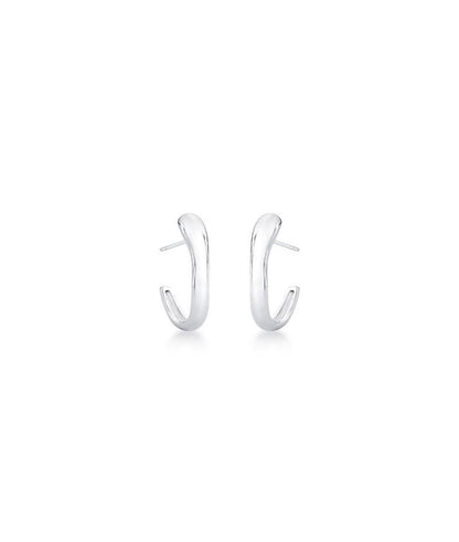 Brinco Meia Argola Lisa Ródio Branco