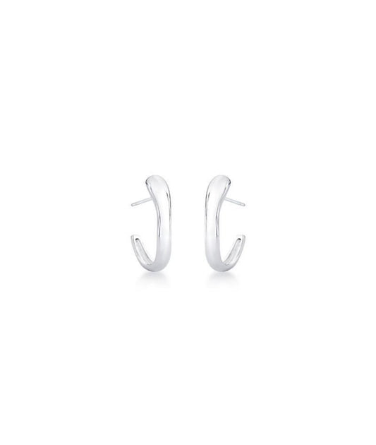 Brinco Meia Argola Lisa Ródio Branco