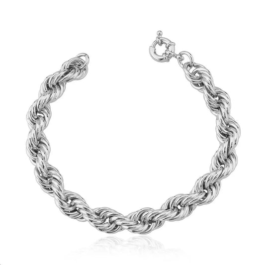 Pulseira Cordão Baiano Duas Voltas Ródio Branco