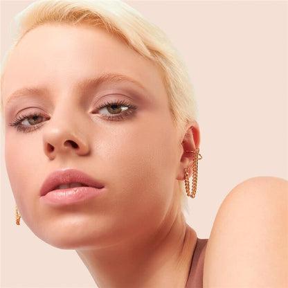Brinco em elos Gourmet com Piercing Banho de Ouro