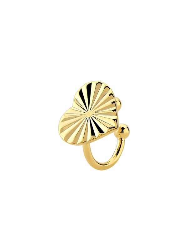 Piercing Fake Coração Dimantado no Banho de Ouro