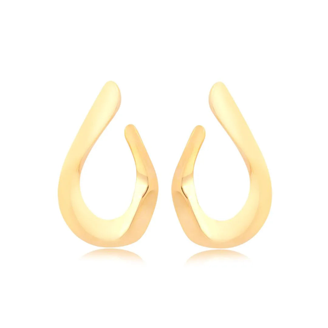 Brinco Jade Gota Orgânica Vazada - Banhada a Ouro 18k