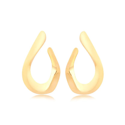 Brinco Jade Gota Orgânica Vazada - Banhada a Ouro 18k