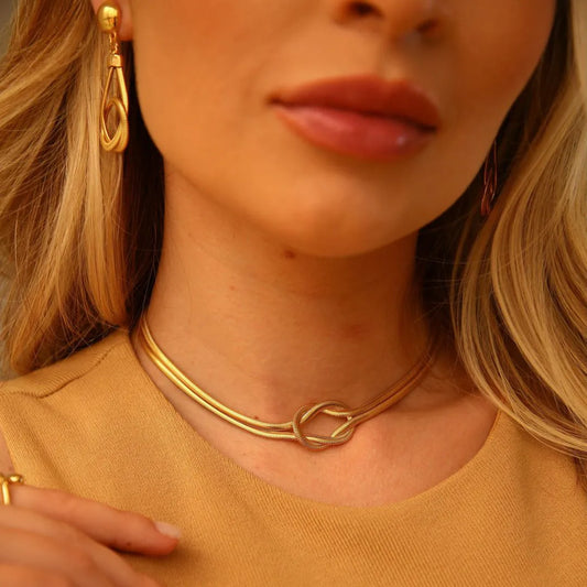 Colar Choker Eloá nó Corrente Snake - Banhado a Ouro 18k